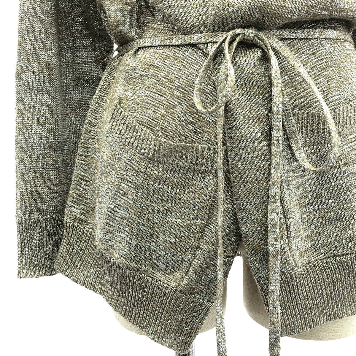 DRIES VAN NOTEN | Linen blend glitter knit cardigan | S | Gray | Women's