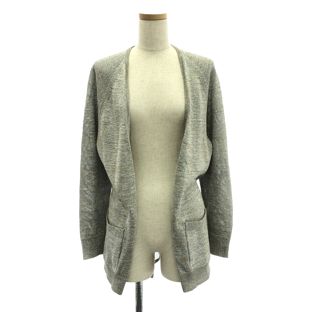 DRIES VAN NOTEN | Linen blend glitter knit cardigan | S | Gray | Women's