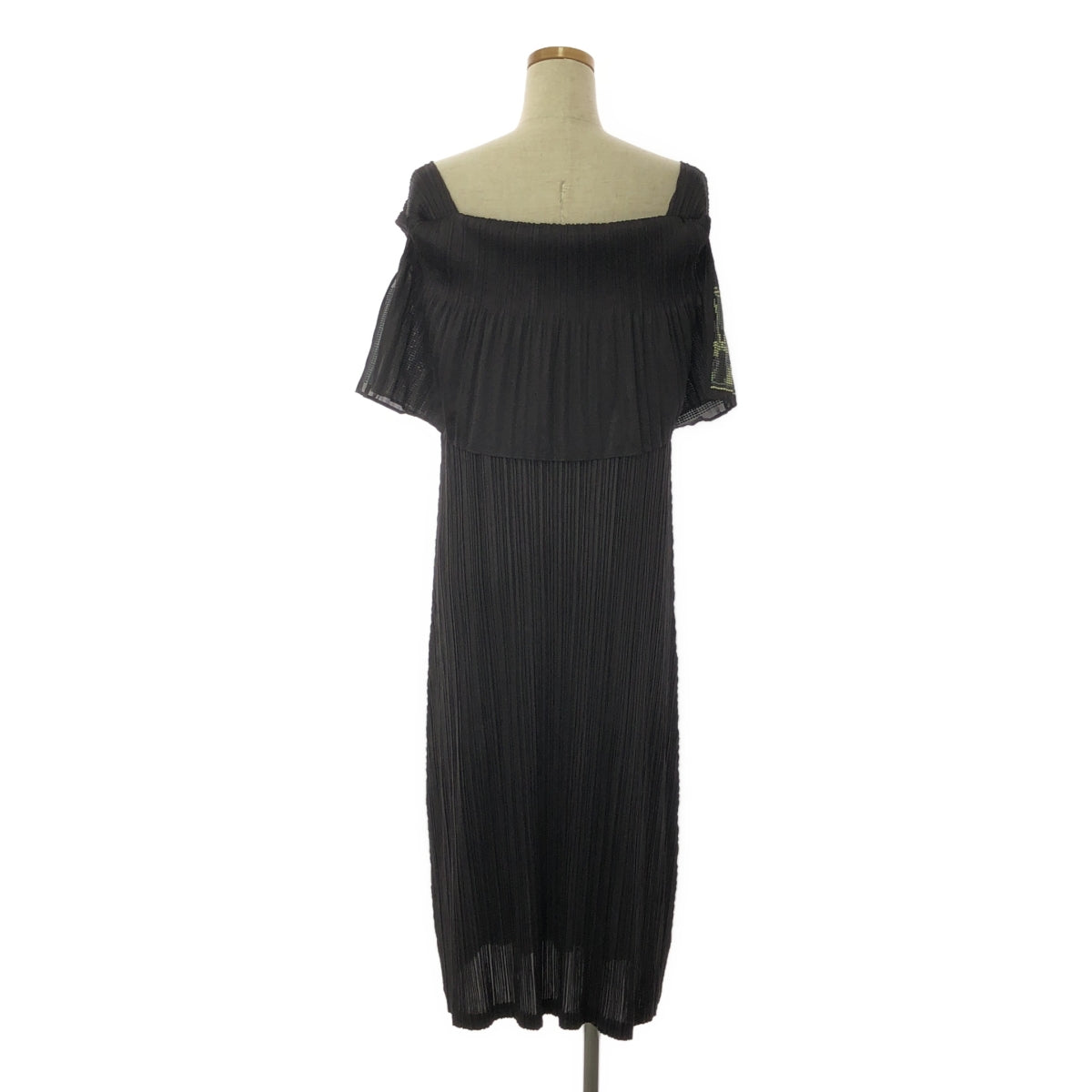 [Good Condition] PLEATS PLEASE ISSEY MIYAKE | Pleated off-shoulder dress | Size 3 | Dark brown | Women's