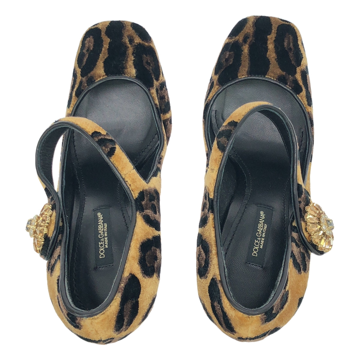 DOLCE＆GABBANA / ドルチェ＆ガッバーナドルガバ | ビジュー 装飾 レオパード ストラップ パンプス | 37 | ブラウン系 | レディース