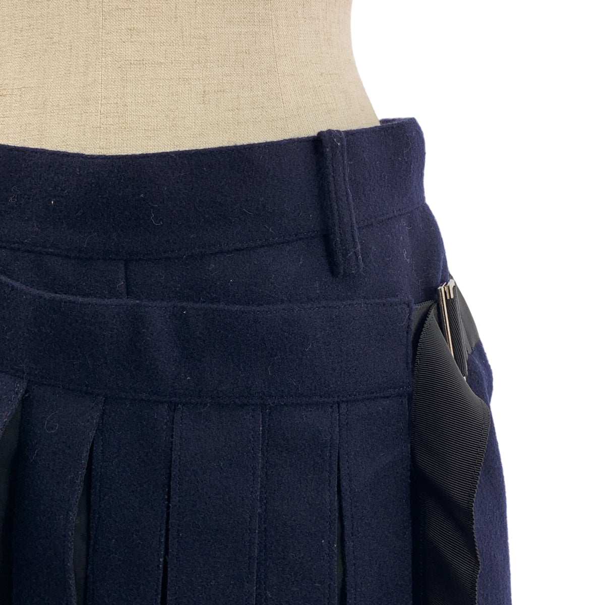 sacai / サカイ | ウール シアー切替 プリーツ ラップ スカート | 2 | レディース