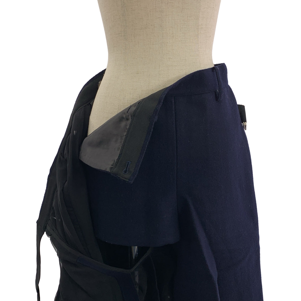 sacai / サカイ | ウール シアー切替 プリーツ ラップ スカート | 2 | レディース