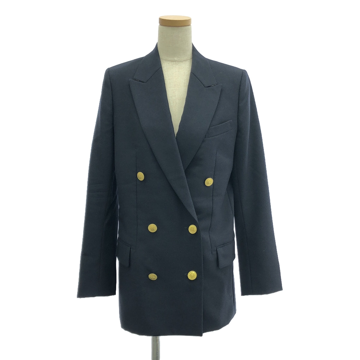 MADISON BLUE | Wool gold button double-breasted tailored jacket | 01 | Navy | Women's