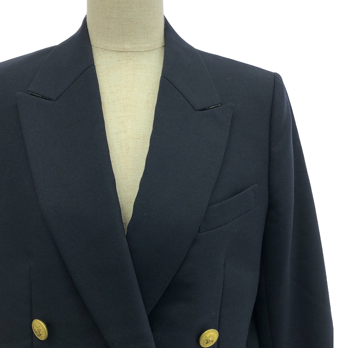 MADISON BLUE | Wool gold button double-breasted tailored jacket | 01 | Navy | Women's