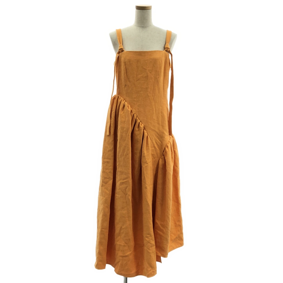 [全新] LUDLOW | 亞麻棉質不對稱吊帶洋裝 | 尺寸 1 | 橘色 | 女款