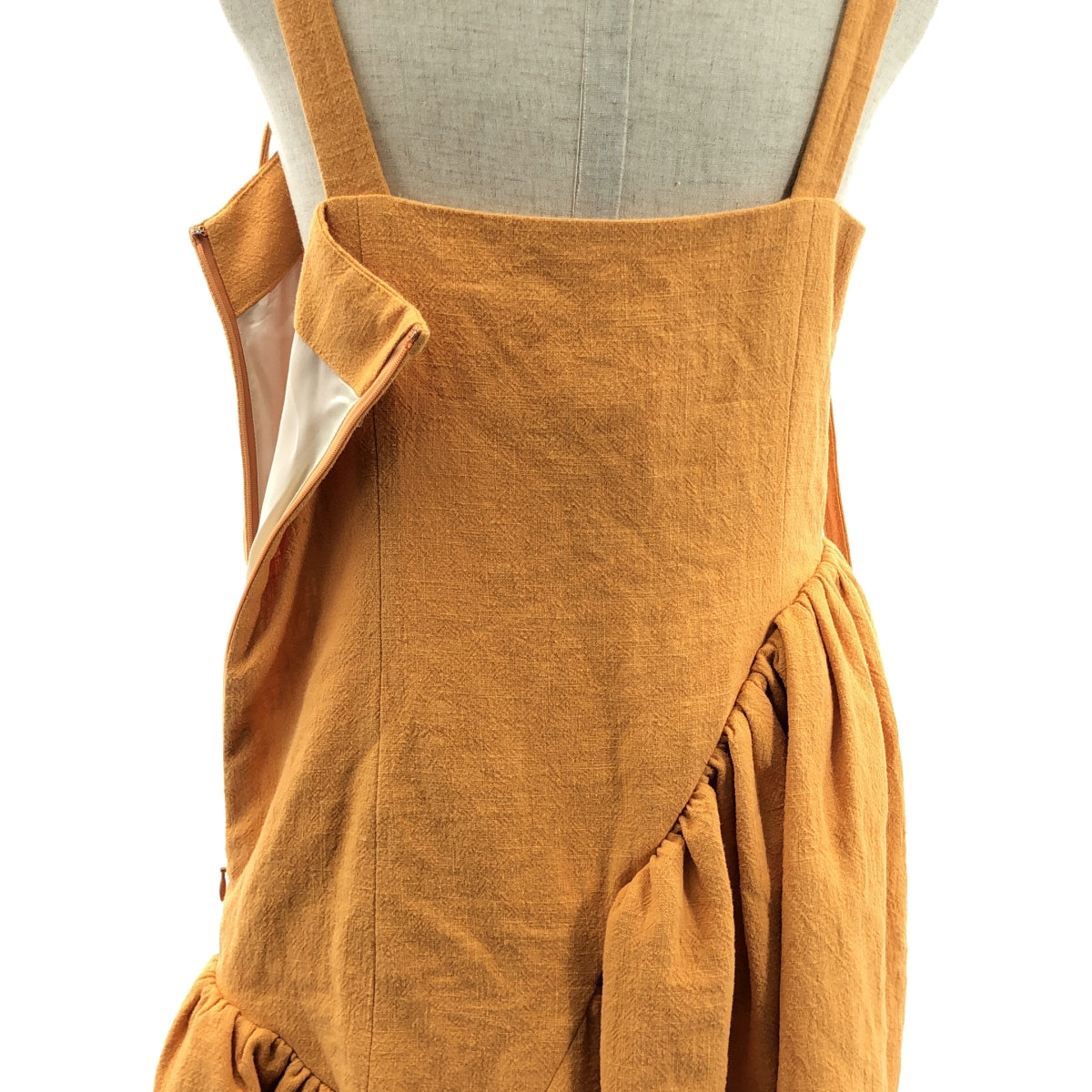 [全新] LUDLOW | 亞麻棉質不對稱吊帶洋裝 | 尺寸 1 | 橘色 | 女款