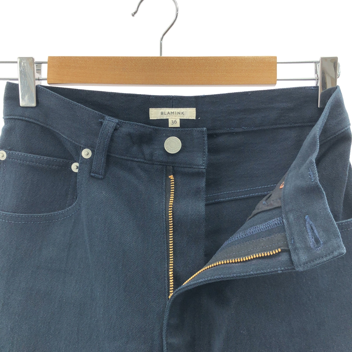 BLAMINK | 後口袋直筒褲 | 36碼 | 海軍藍 | 女款