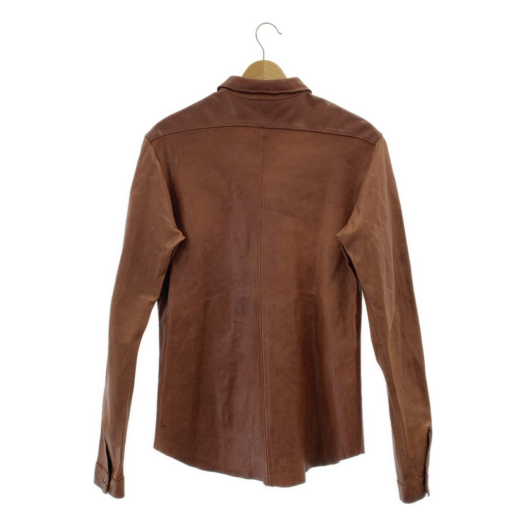 【美品】  FRANK LEDER / フランクリーダー | 羊革 ラムレザー メタルボタン シャツ ジャケット | XS | ダークブラウン | メンズ