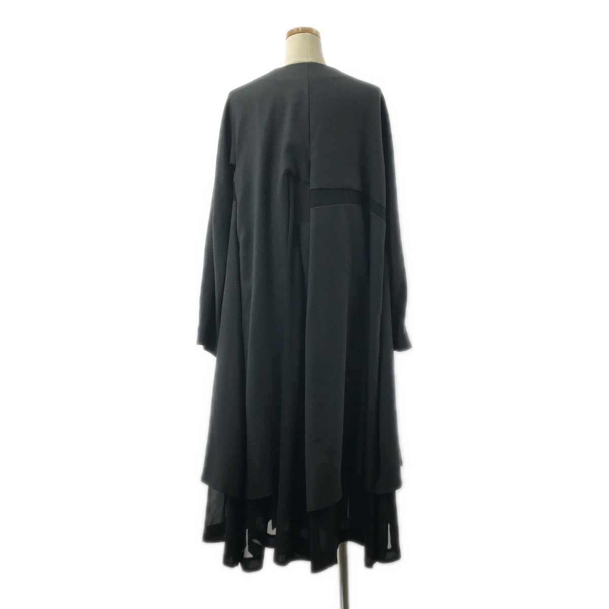 【미품】 COMME des GARCONS / 콤데 갤슨 | 2021SS | Dissonance / 불협화음 레이어드 노 컬러 롱 코트 | S | 블랙 | 여성