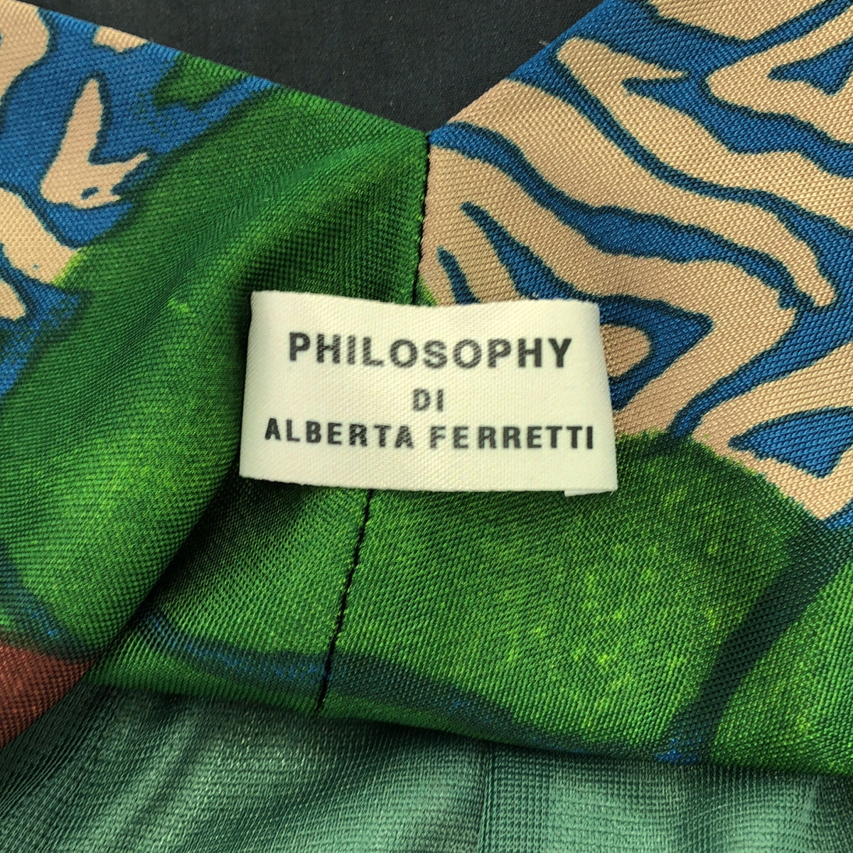 alberta Ferretti 的哲學 |人造絲全身印花連身裙 | 38 |綠色/多色|女性的