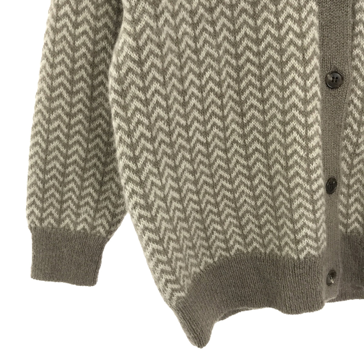 [Good Condition] BATONER / Batoner | × SHIPS / Ships Mohair Alpaca Wool Herringbone Knit Cardigan | F | Beige | Women's