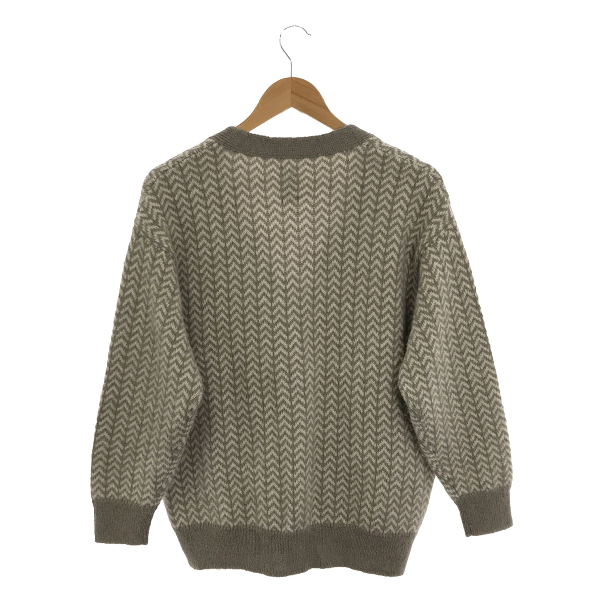 【美品】  BATONER / バトナー | × SHIPS / シップス モヘヤ アルパカ ウール ヘリンボーン ニット カーディガン | F | ベージュ | レディース