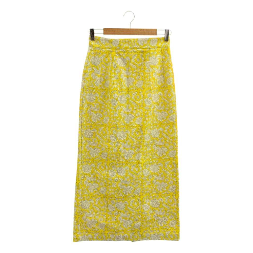 SZ Blockprints / 에스젯 블록 프린트 | × Ron Herman / 론허먼 Nila Print Skirt / 총무늬 플라워 백 Zip 슬릿 스커트 | S | 옐로우 | 여성