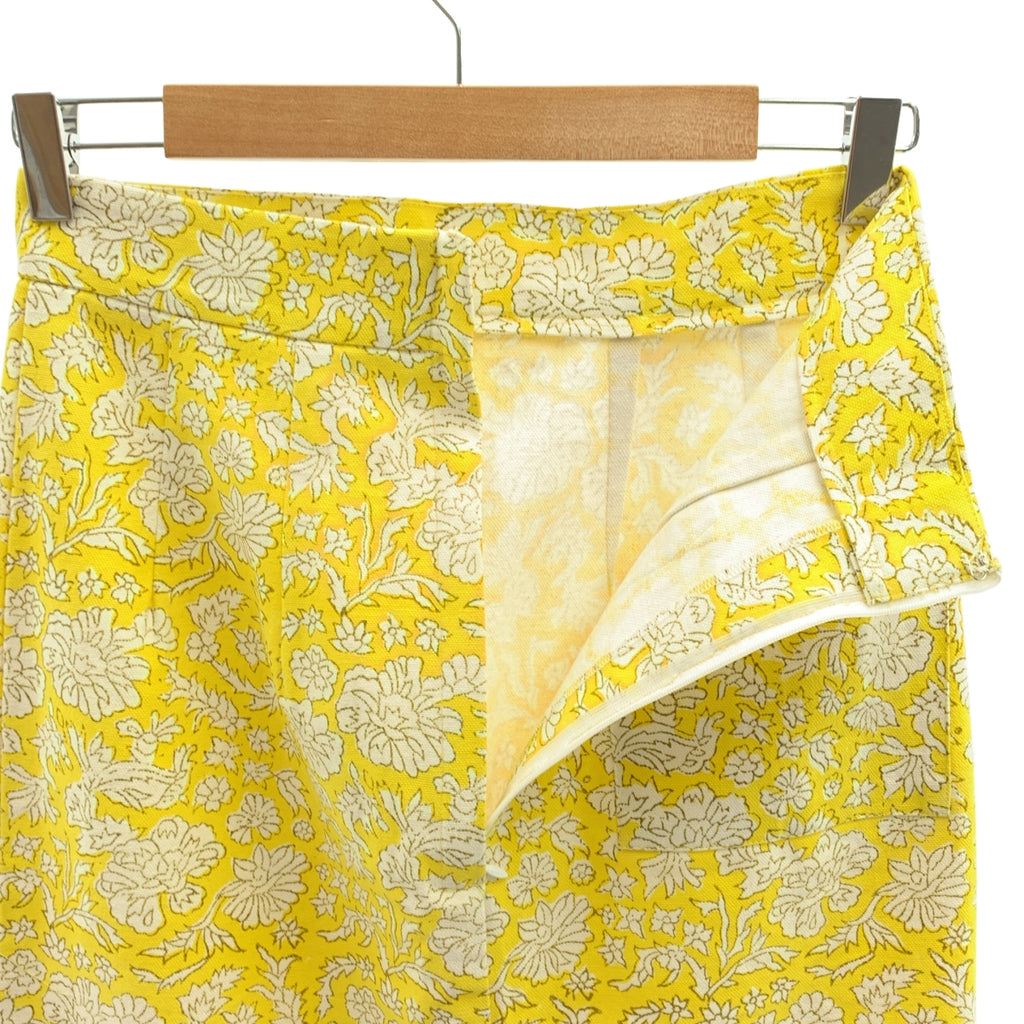 SZ Blockprints / 에스젯 블록 프린트 | × Ron Herman / 론허먼 Nila Print Skirt / 총무늬 플라워 백 Zip 슬릿 스커트 | S | 옐로우 | 여성