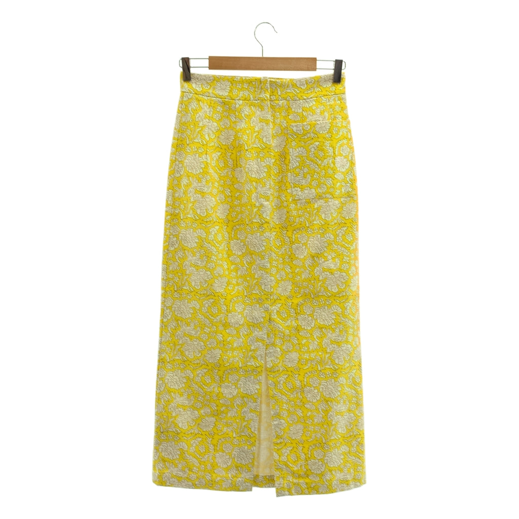SZ Blockprints / 에스젯 블록 프린트 | × Ron Herman / 론허먼 Nila Print Skirt / 총무늬 플라워 백 Zip 슬릿 스커트 | S | 옐로우 | 여성