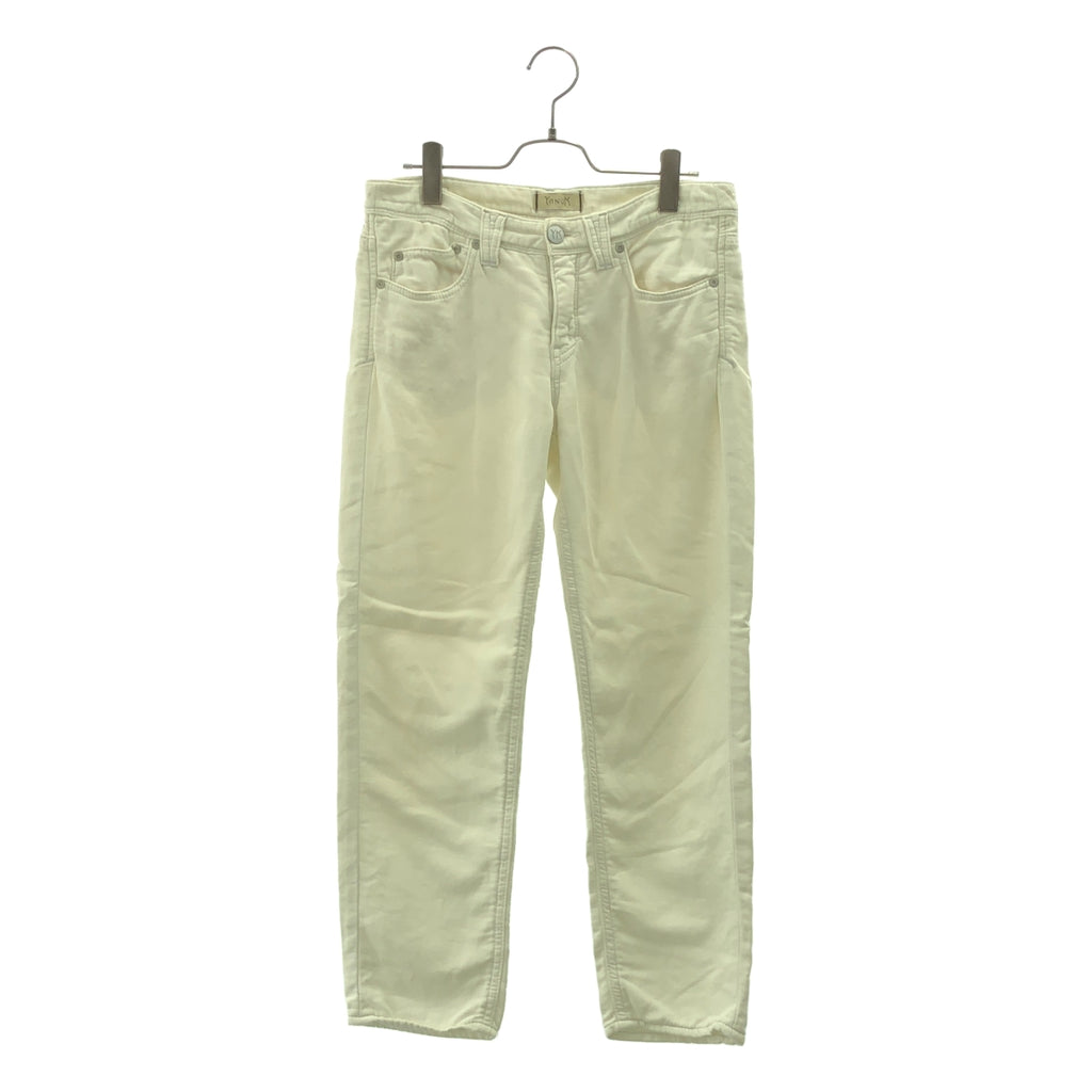 YANUK / 야누크 | 로고 가죽 패치 화이트 데님 팬츠 | 26 | 여성