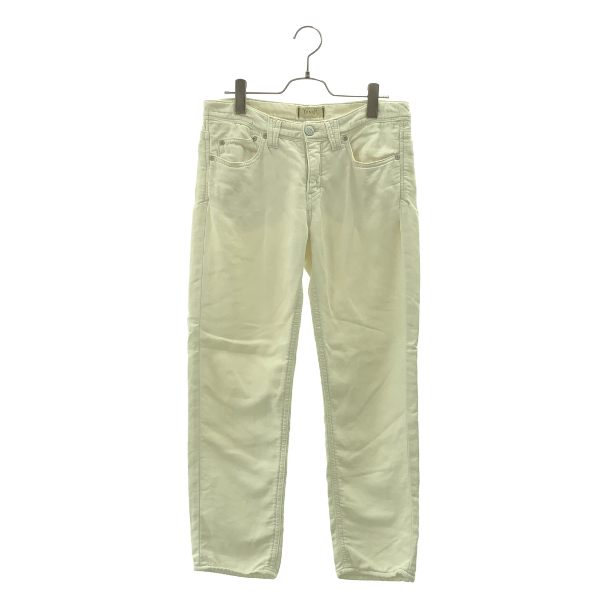 YANUK / 야누크 | 로고 가죽 패치 화이트 데님 팬츠 | 26 | 여성