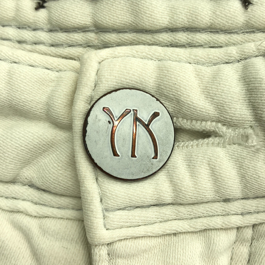 YANUK / 야누크 | 로고 가죽 패치 화이트 데님 팬츠 | 26 | 여성