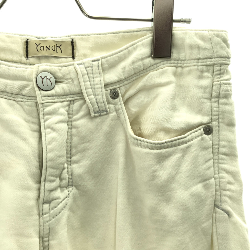 YANUK / 야누크 | 로고 가죽 패치 화이트 데님 팬츠 | 26 | 여성