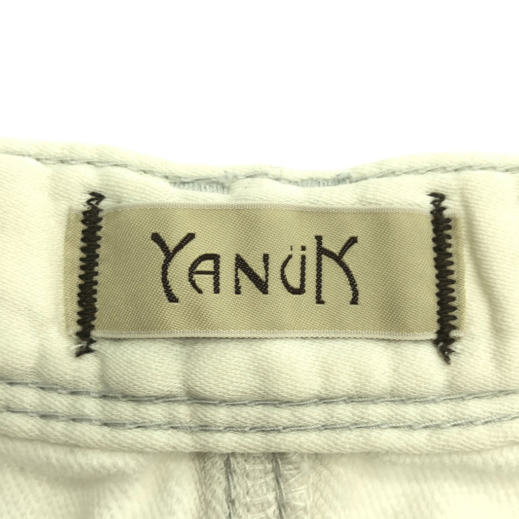 YANUK / 야누크 | 로고 가죽 패치 화이트 데님 팬츠 | 26 | 여성