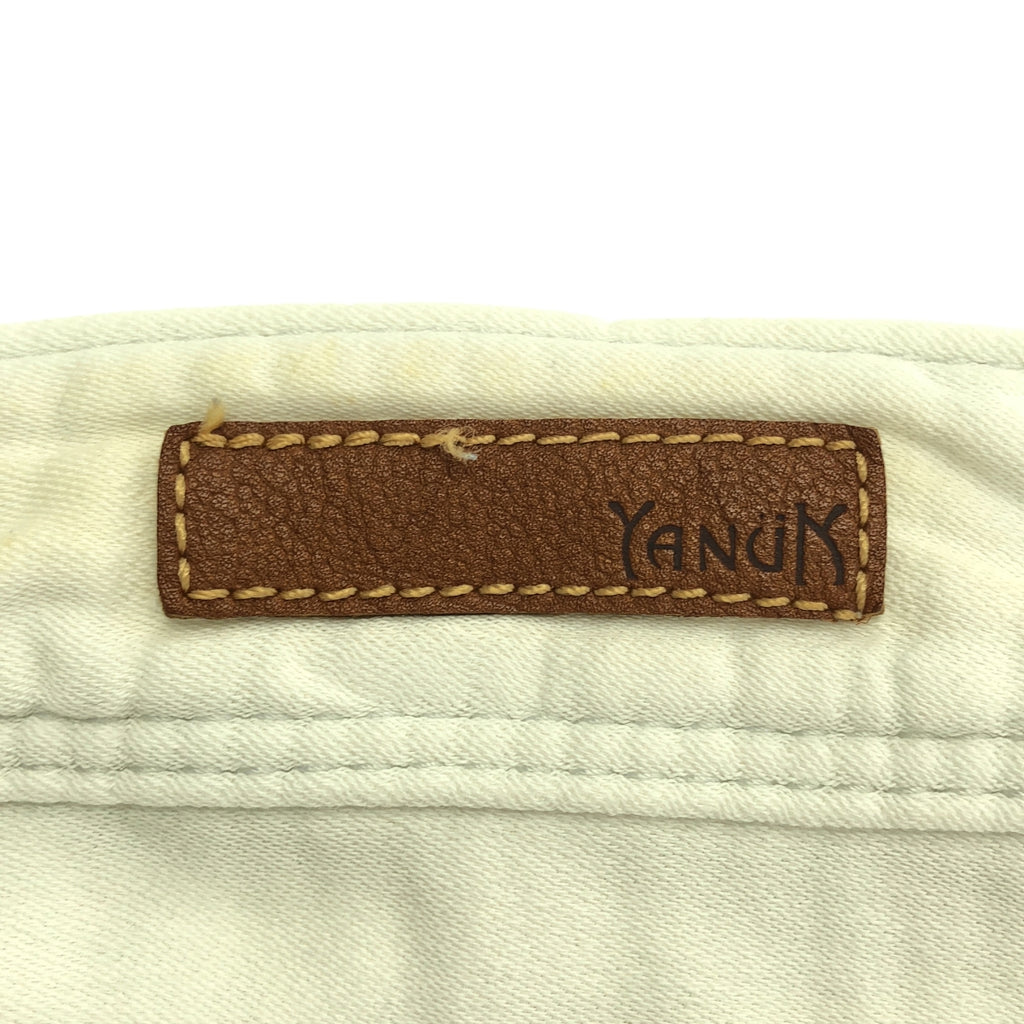 YANUK / 야누크 | 로고 가죽 패치 화이트 데님 팬츠 | 26 | 여성