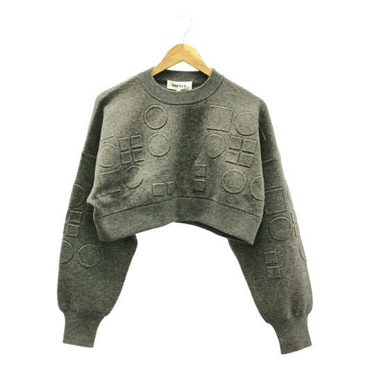 [New] ENFOLD | 2023AW | O EMBOSS CROPPED PULLOVER cropped knit | 38 | Gray | Women's