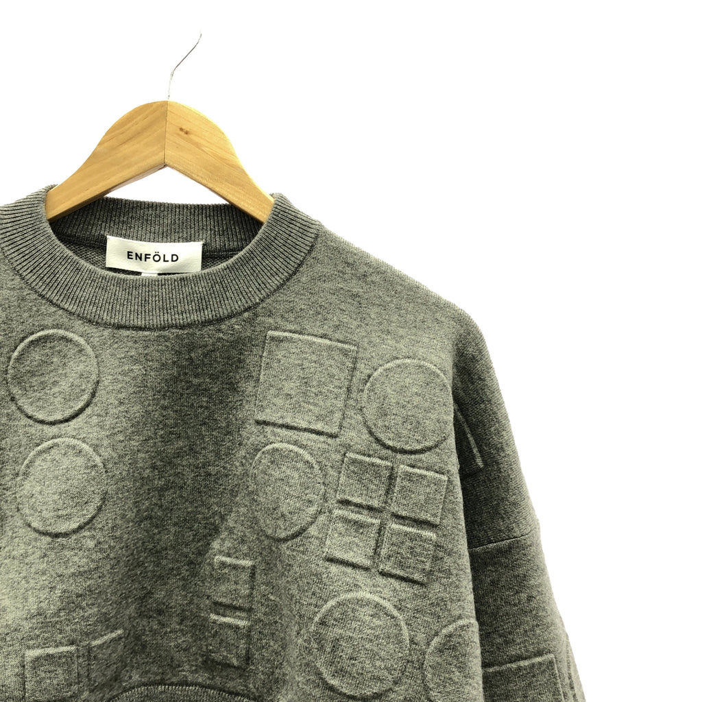[新款] ENFOLD | 2023 秋冬 | O EMBOSS CROPPED PULLOVER 短針織 | 38 |灰色 |女性的