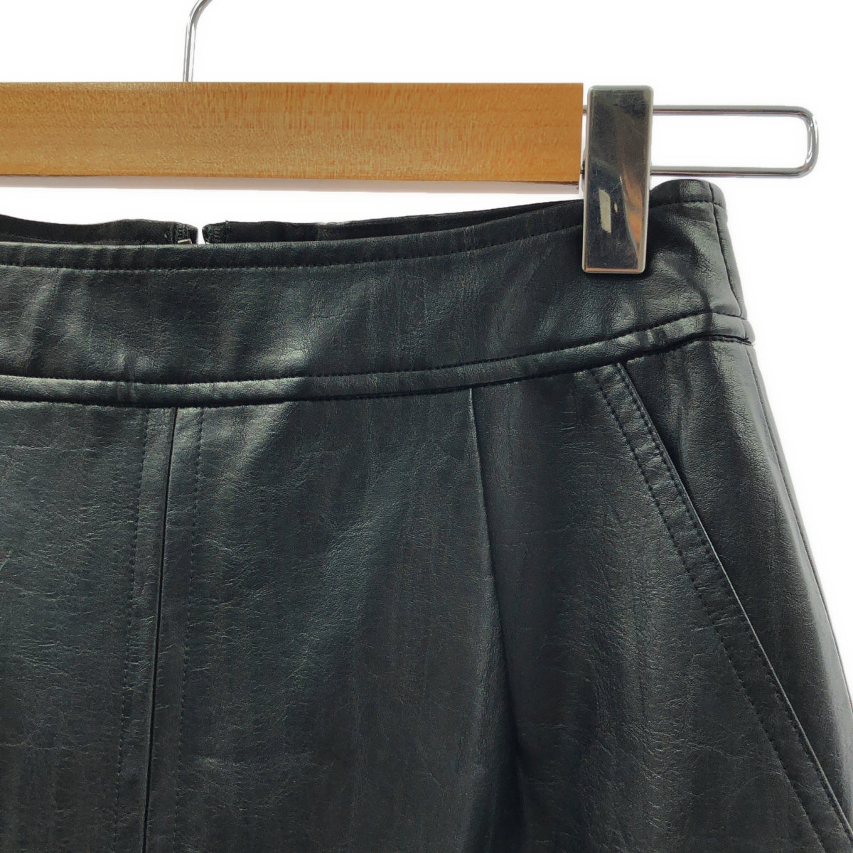 【美品】  AMERI / アメリ | DEEP SLIT SYNTHETIC LEATHER SKIRT / ディープスリット シンセティックレザー スカート | S | ブラック | レディース