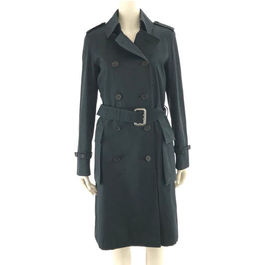 JOHNSTONS OF ELGIN | Made in England Corby Factory Cotton Twill Wool Check Liner Trench Coat | UK10 | Navy | Women's