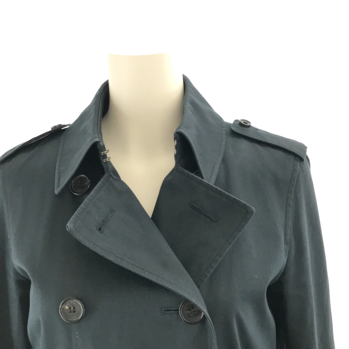 JOHNSTONS OF ELGIN / ジョンストンズ オブ エルガン | 英国製 Corby Factory コットン ツイル ウール チェック ライナー トレンチコート | UK10 | ネイビー | レディース