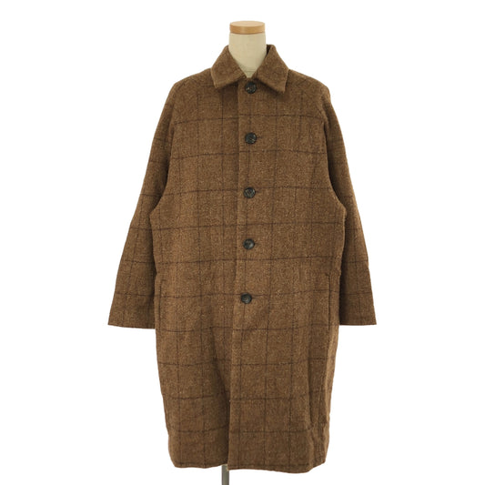 R &amp; DMCo- / Old Man's Tailor | Check Farmers Family All-Over Print Long Coat | S | Brown | Women's