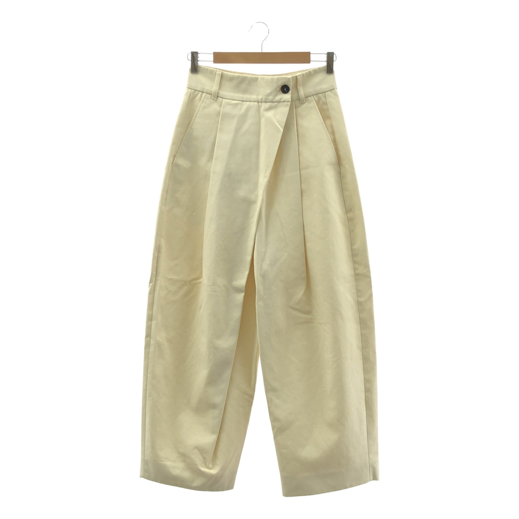 Studio Nicholson / スタジオニコルソン | PEACHED COTTON TWILL WRAP PANTS / ピーチド コットン タック テーパード ワイド パンツ | 0 | クリーム | レディース