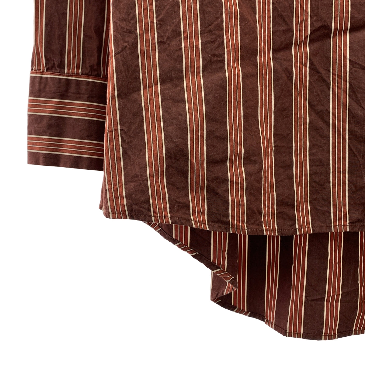 CASEY CASEY / ケーシーケーシー | Fabiano Shirt コットン ストライプシャツ | M | ブラウン系 | メンズ