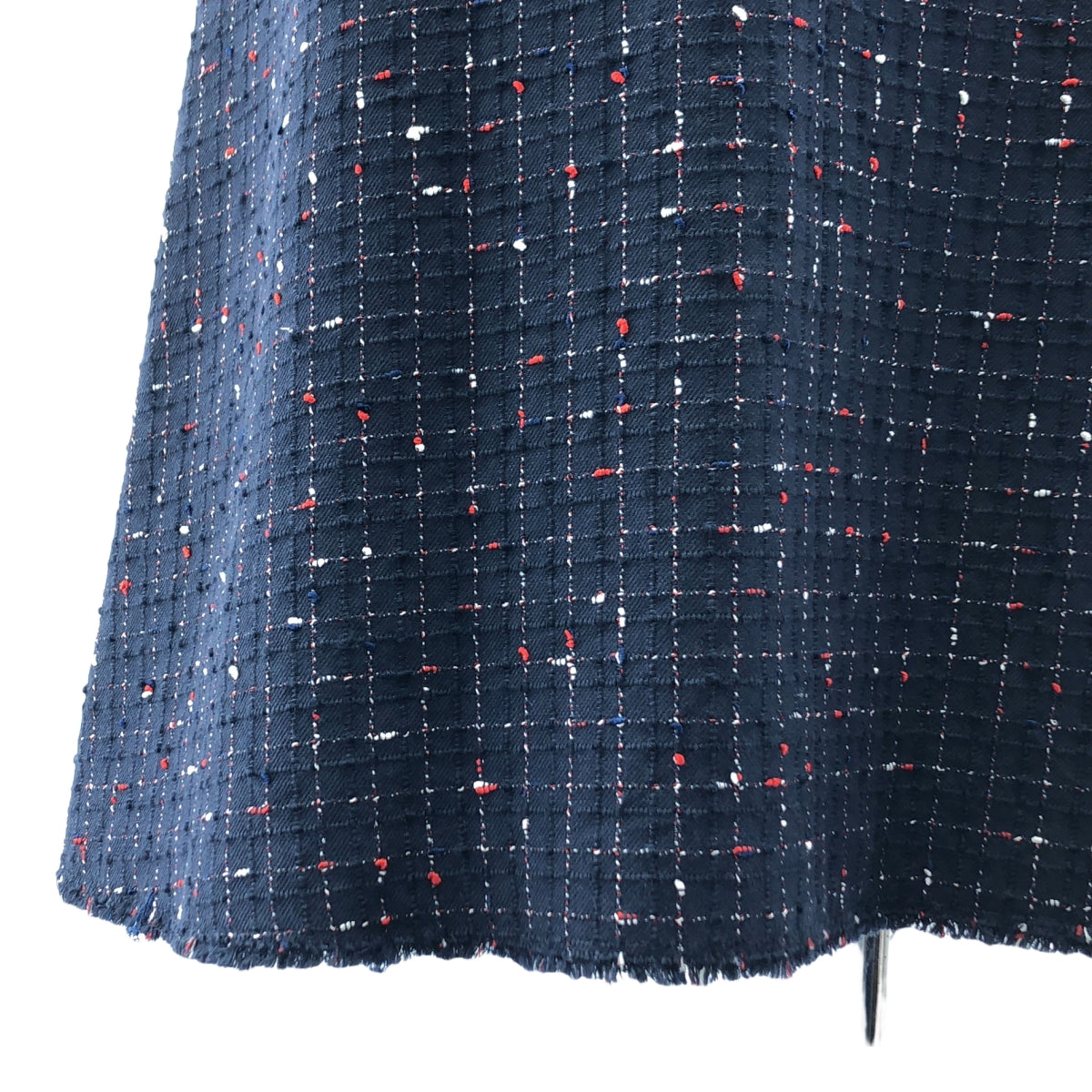 EPOCA / エポカ | ツイード 切替 フレア ワンピース | 42 | ネイビー系