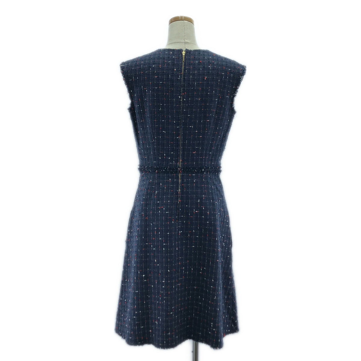EPOCA / エポカ | ツイード 切替 フレア ワンピース | 42 | ネイビー系