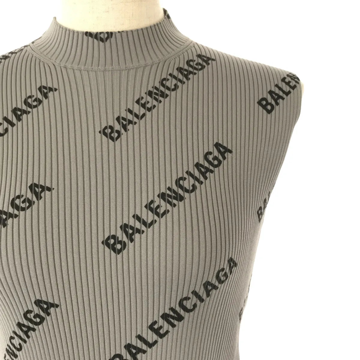 巴黎世家 |標誌印花裹身無袖連身裙 | XS |灰色 |女性的