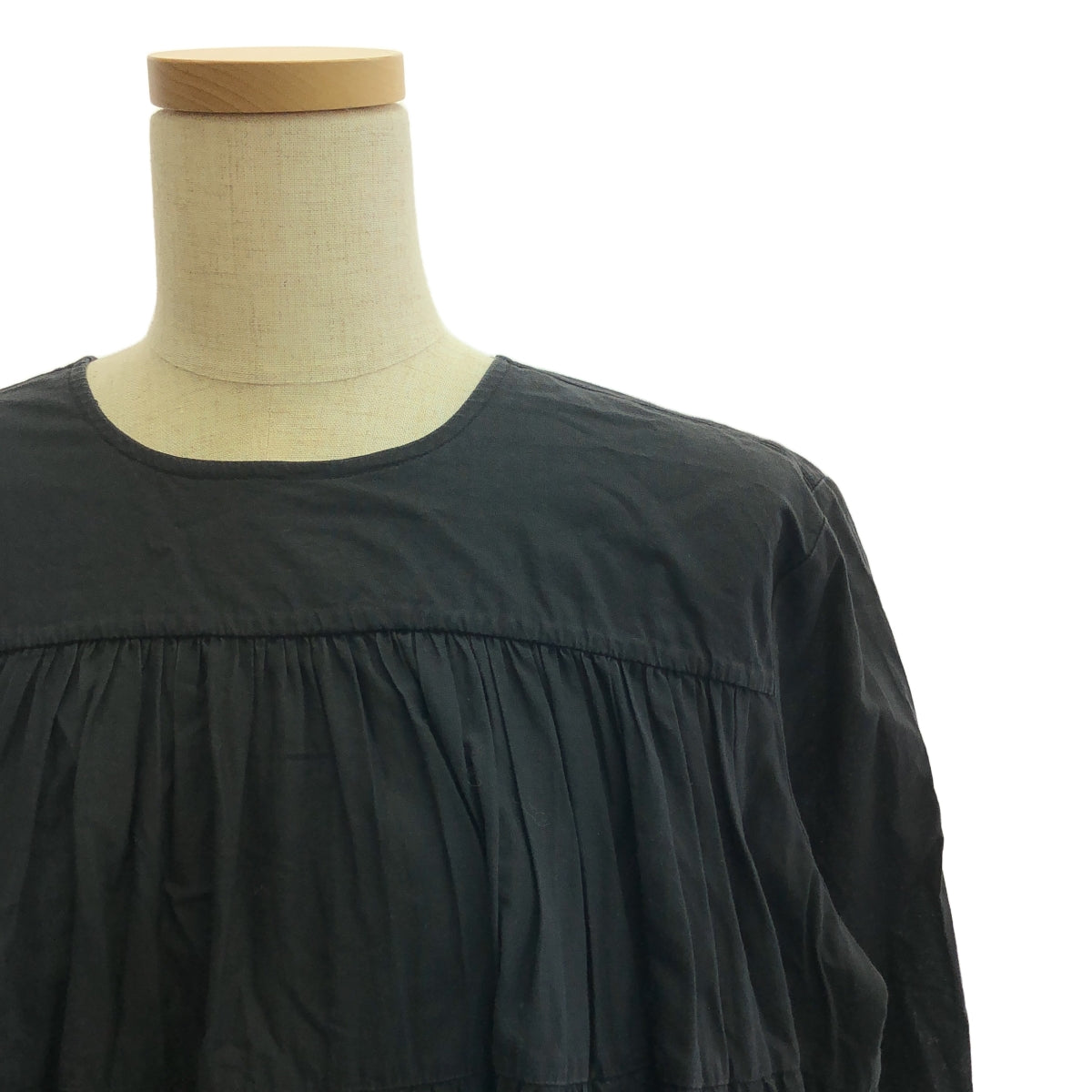 MERLETTE / マーレット | コットン ティアード ギャザー ボリューム ドレス ワンピース | XS | ブラック | レディース