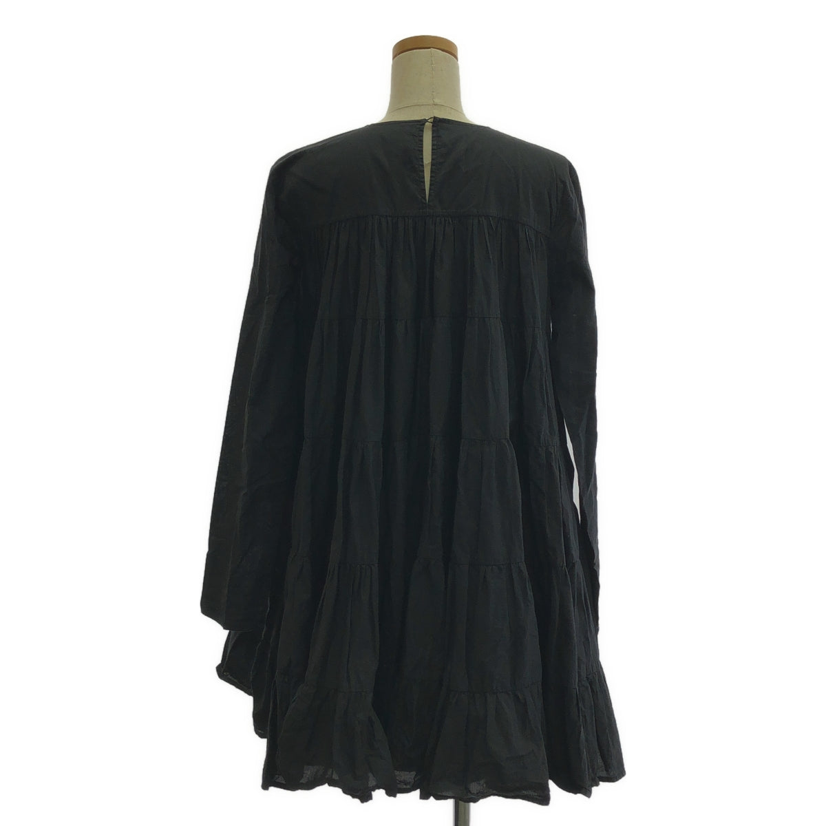 MERLETTE / マーレット | コットン ティアード ギャザー ボリューム ドレス ワンピース | XS | ブラック | レディース