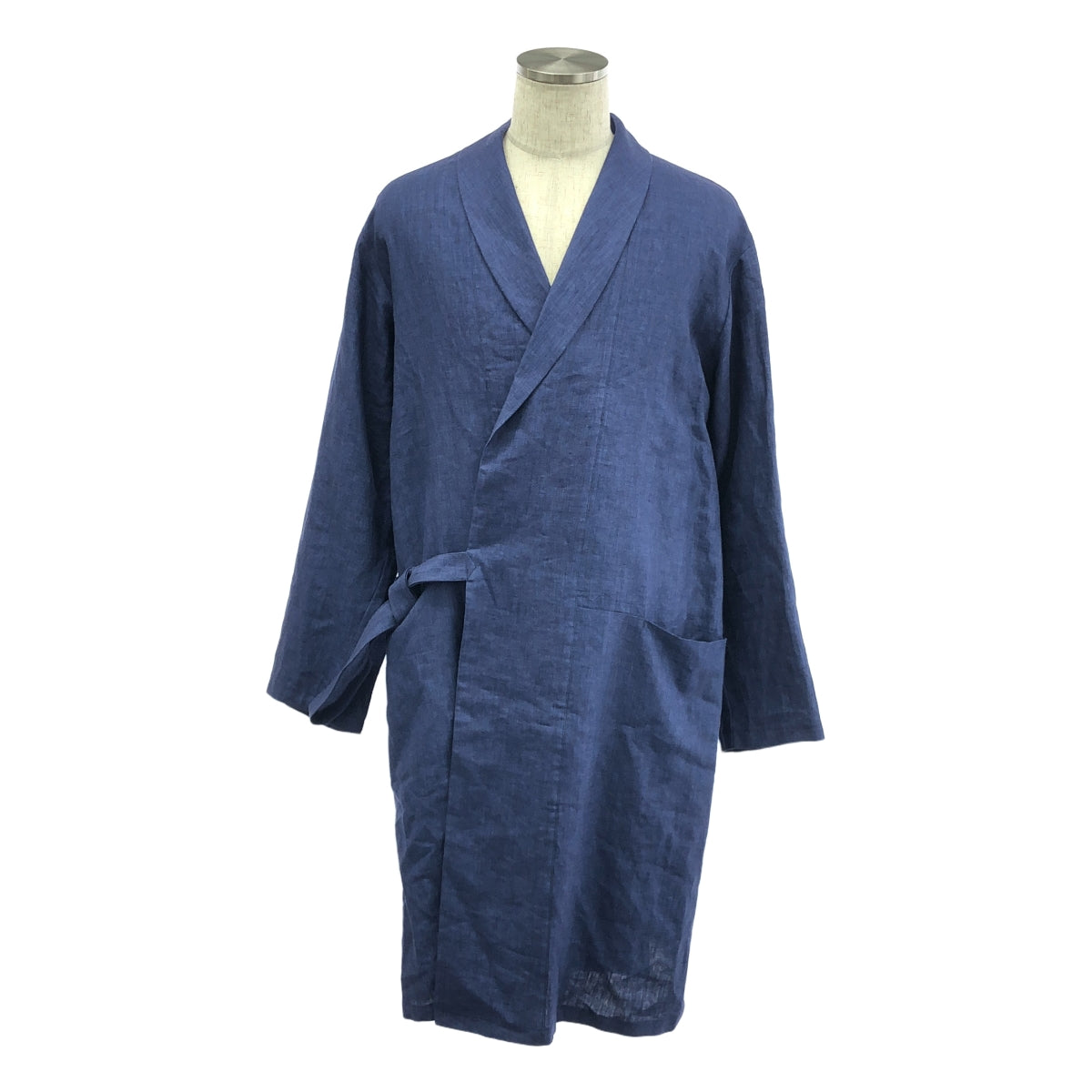 【美品】  m's braque / エムズブラック | ショールカラー リネン タイロッケンコート | 36 | ネイビー | メンズ