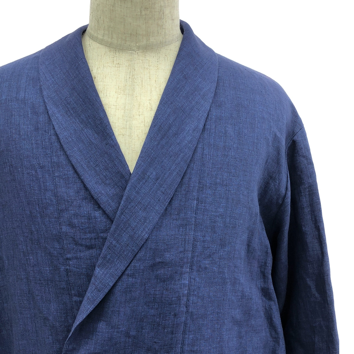 【美品】  m's braque / エムズブラック | ショールカラー リネン タイロッケンコート | 36 | ネイビー | メンズ