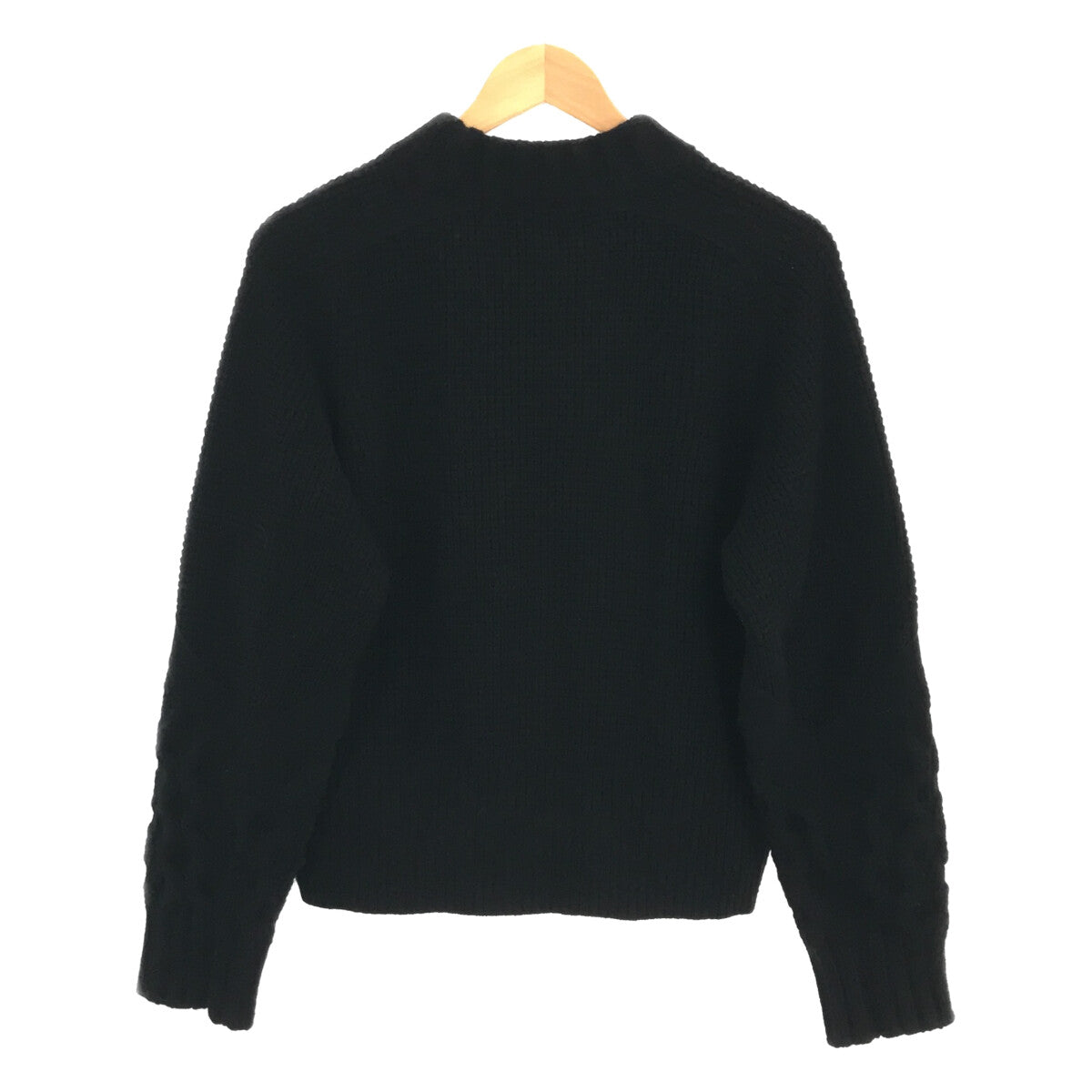 sacai | 2021AW | Wool cable knit pullover sweater with snood | 2 | Black | Women's