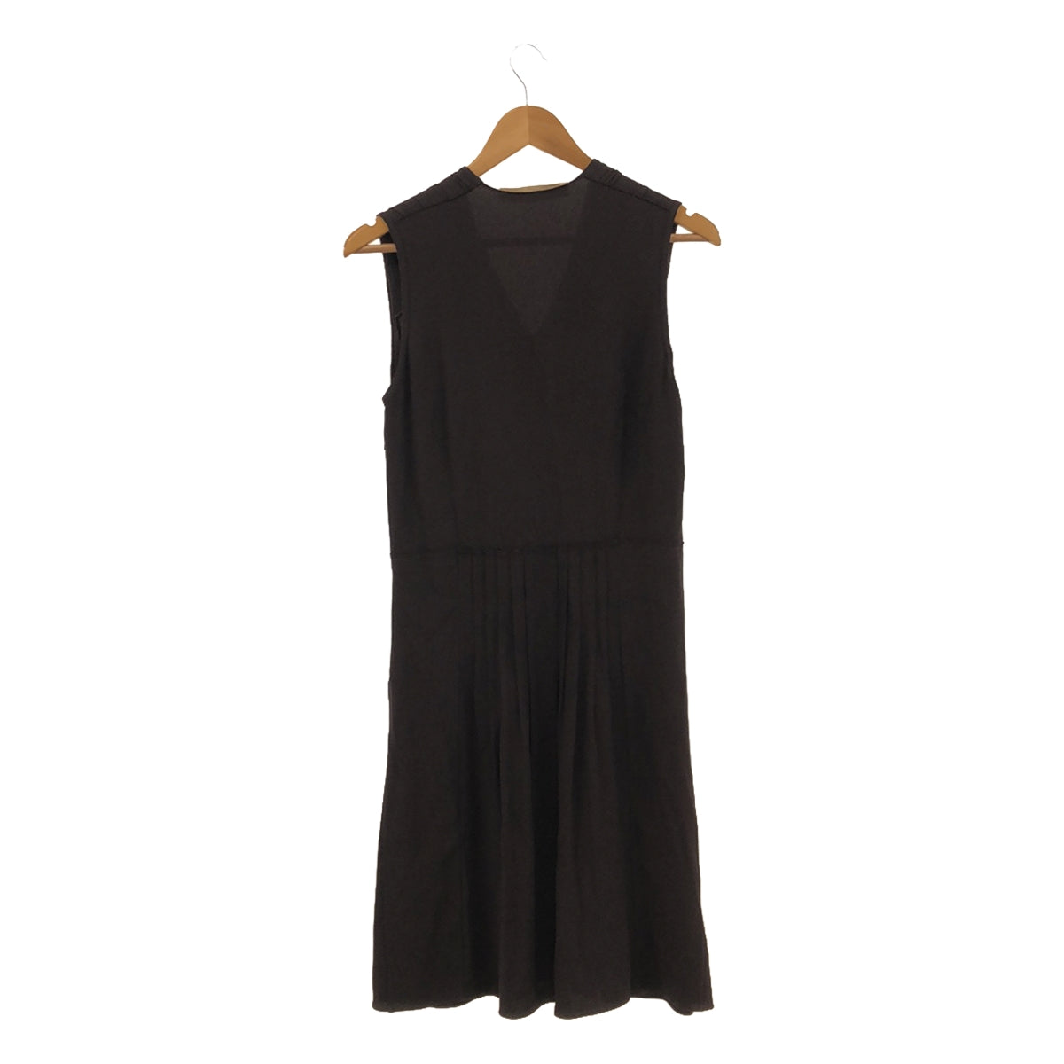 MARNI | V-neck front pleated dress | 38 | Dark brown | Women's