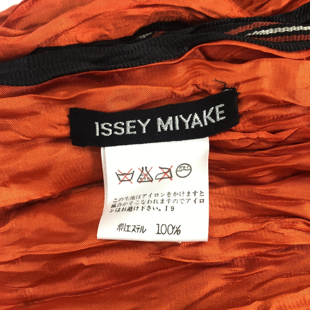 ISSEY MIYAKE / イッセイミヤケ | ストライプ ワッシャー ストール | F | ブラック/オレンジ