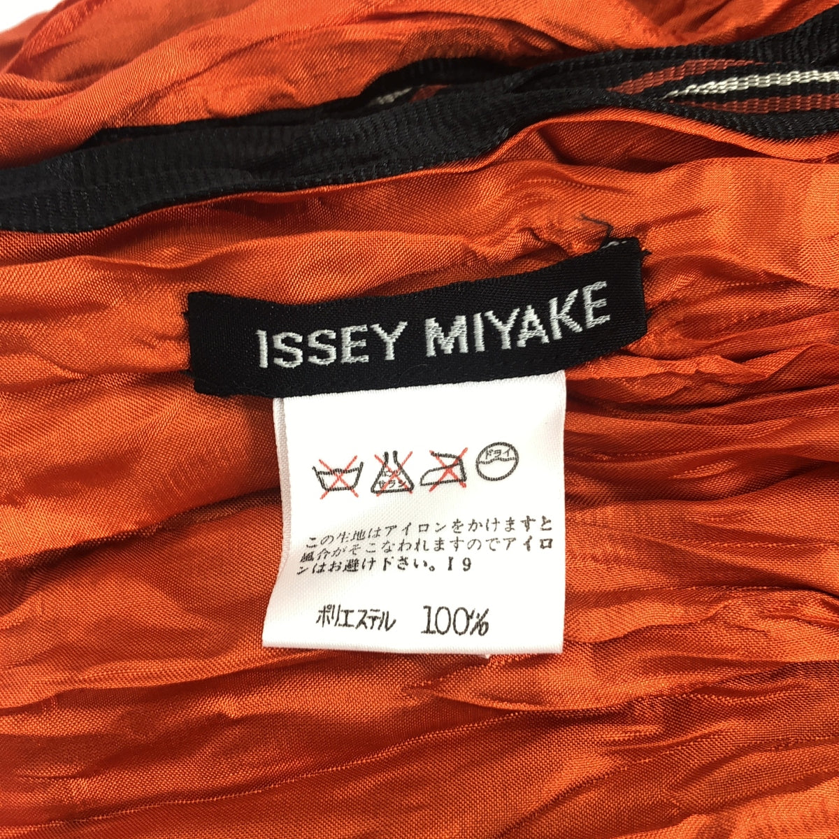 ISSEY MIYAKE / イッセイミヤケ | ストライプ ワッシャー ストール | F | ブラック/オレンジ