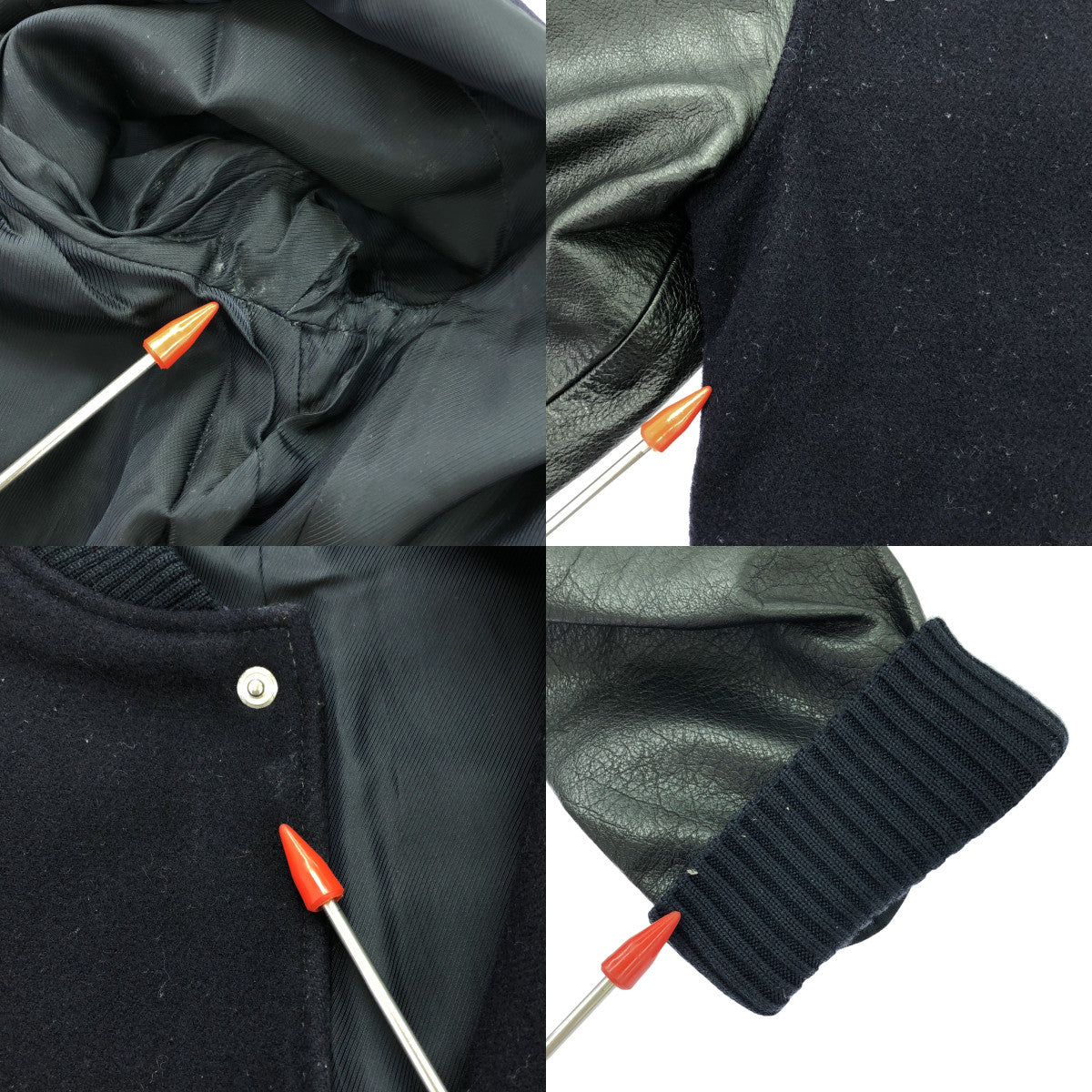 A.P.C. / アーペーセー | 袖レザー スタジャン ブルゾン | XS