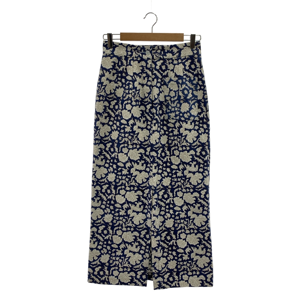 【成色極佳】SZ Blockprints x Ron Herman Nila 帆布半身裙 / 全身印花後拉鍊開衩半身裙 | S碼 | 藍色/白色 | 女款