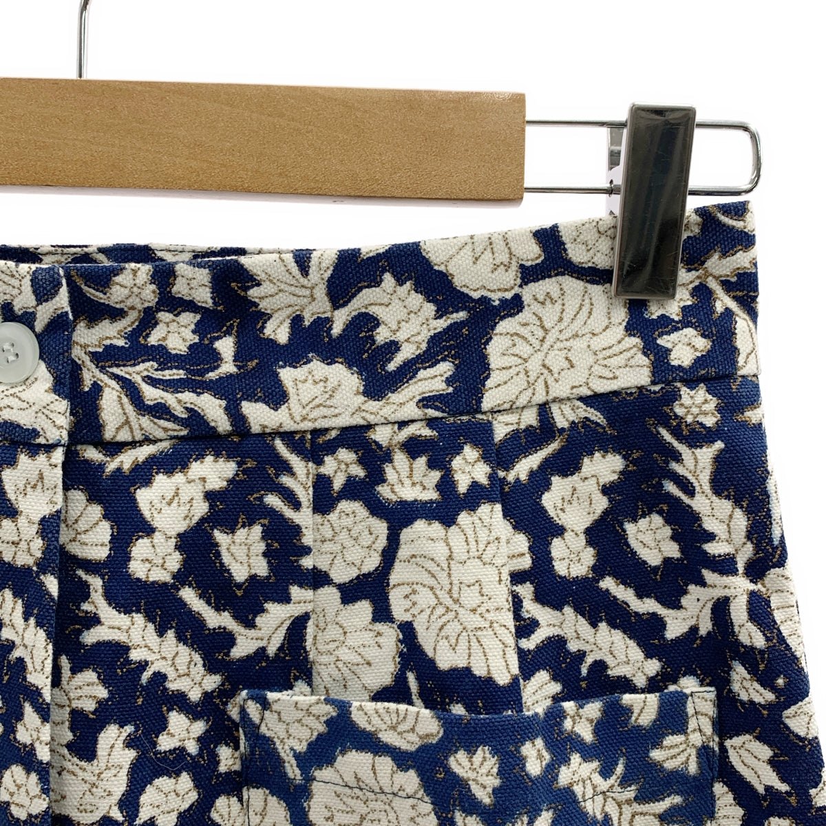 【成色極佳】SZ Blockprints x Ron Herman Nila 帆布半身裙 / 全身印花後拉鍊開衩半身裙 | S碼 | 藍色/白色 | 女款