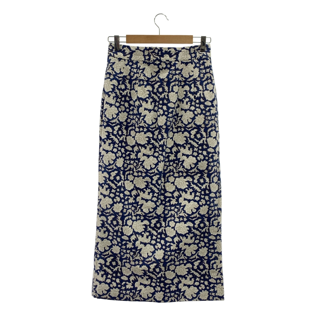 【成色極佳】SZ Blockprints x Ron Herman Nila 帆布半身裙 / 全身印花後拉鍊開衩半身裙 | S碼 | 藍色/白色 | 女款