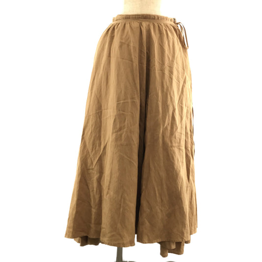 suzuki takayuki / スズキタカユキ | long skirt リヨセル リネン コットン ラップ ギャザー ロング スカート | ベージュ | レディース