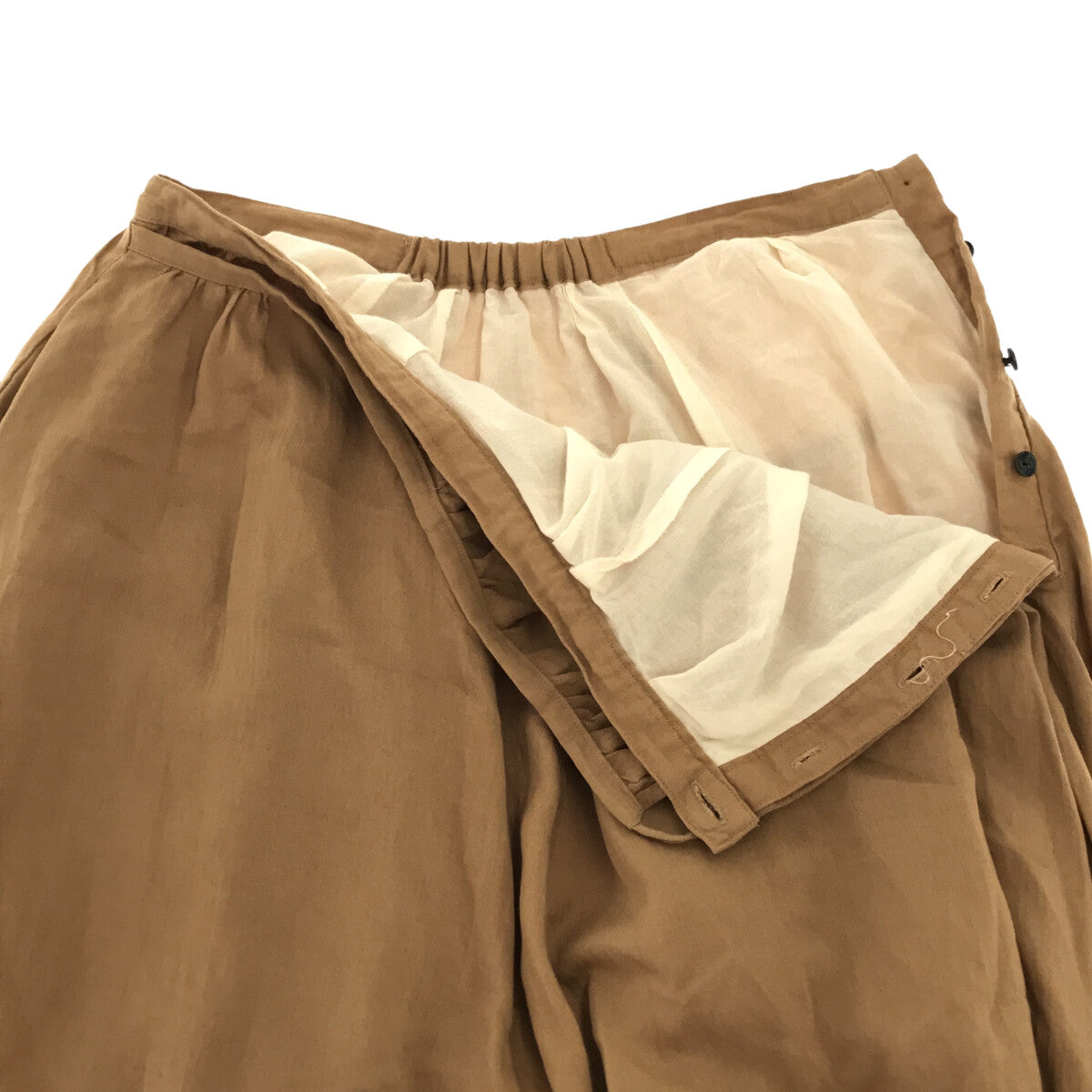 suzuki takayuki / スズキタカユキ | long skirt リヨセル リネン コットン ラップ ギャザー ロング スカート | ベージュ | レディース